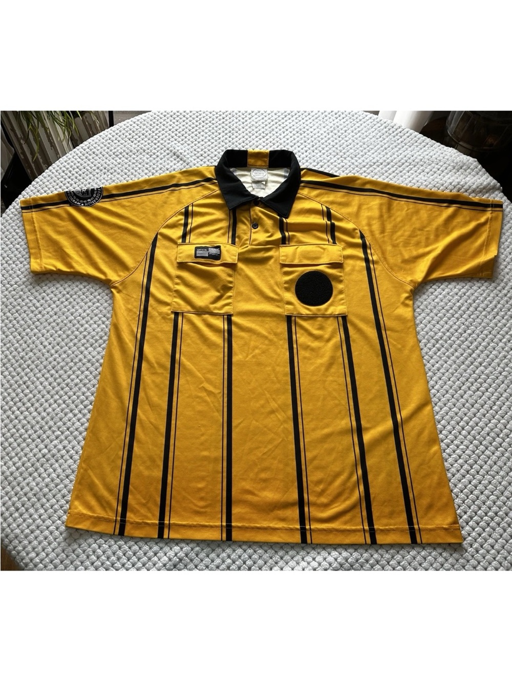 Official Sports U.S. Soccer Federation Referee Men's L Yellow Short Sleeve Shirt